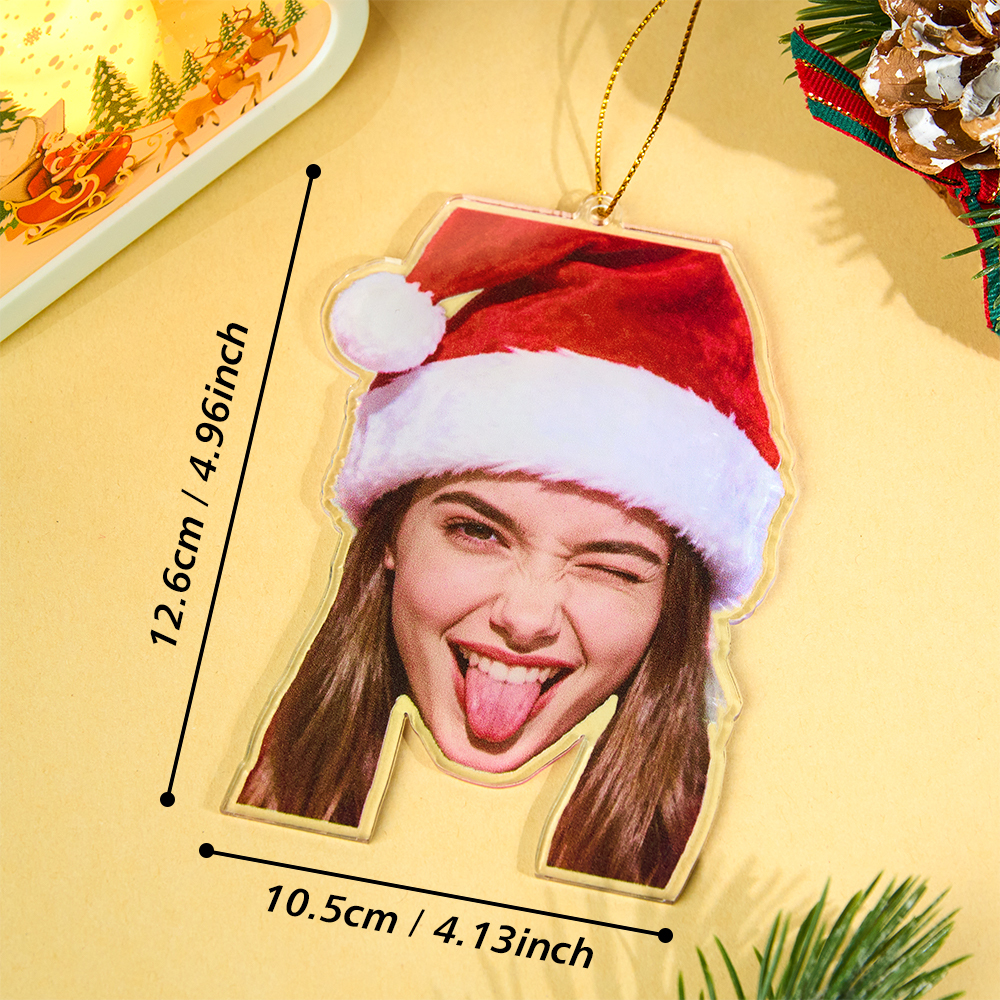Personalized Photo Ornament Funny Christmas Ornament Custom Face Picture Ornament Acrylic Pet Ornament Christmas Decor Holiday Gifts - MyMoonLampUk