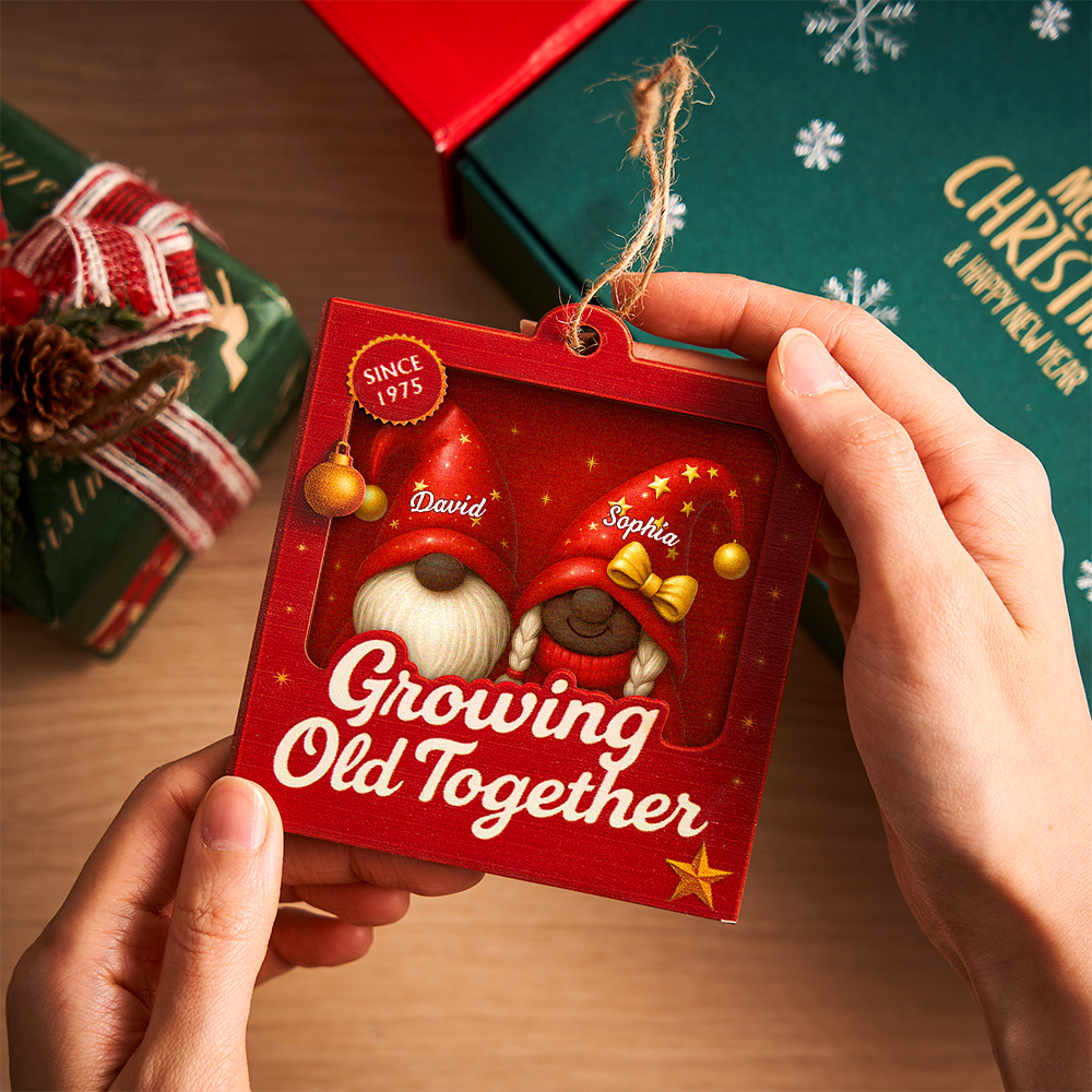 Growing Old Together Christmas Gnome Ornament Gift For Couples - MyMoonLampUk