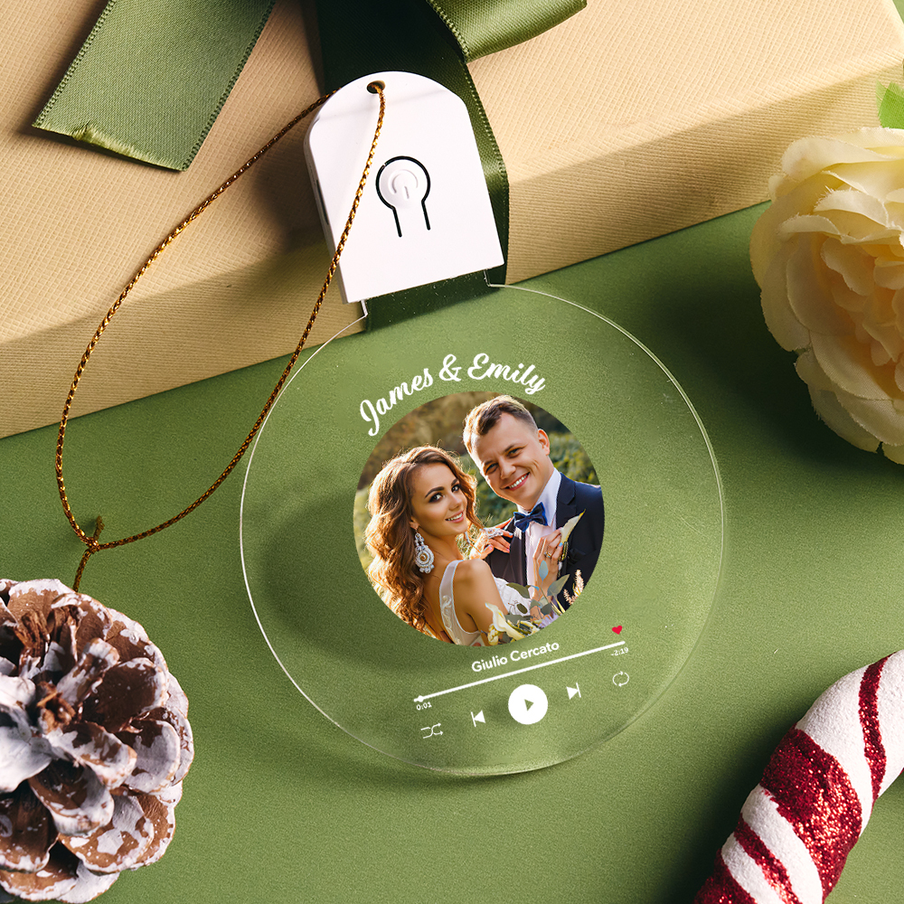 Personalized Photo Acrylic Ornament Christmas Glows Ornament Gift for Lover - MyMoonLampUk