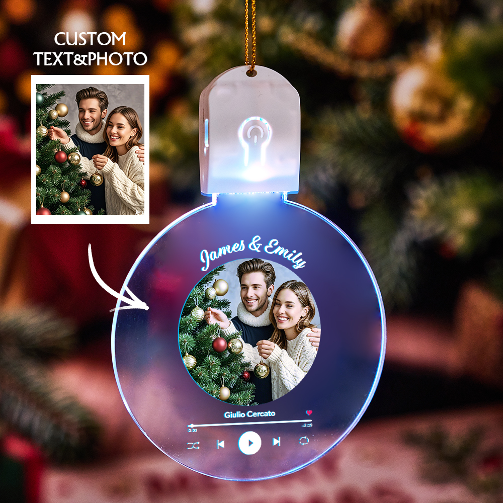 Personalized Photo Acrylic Ornament Christmas Glows Ornament Gift for Lover - MyMoonLampUk