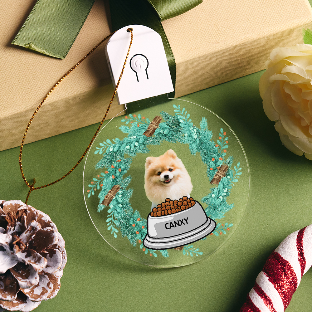 Custom Photo Dog Cat Ornament Christmas Acrylic Luminous Ornaments - MyMoonLampUk