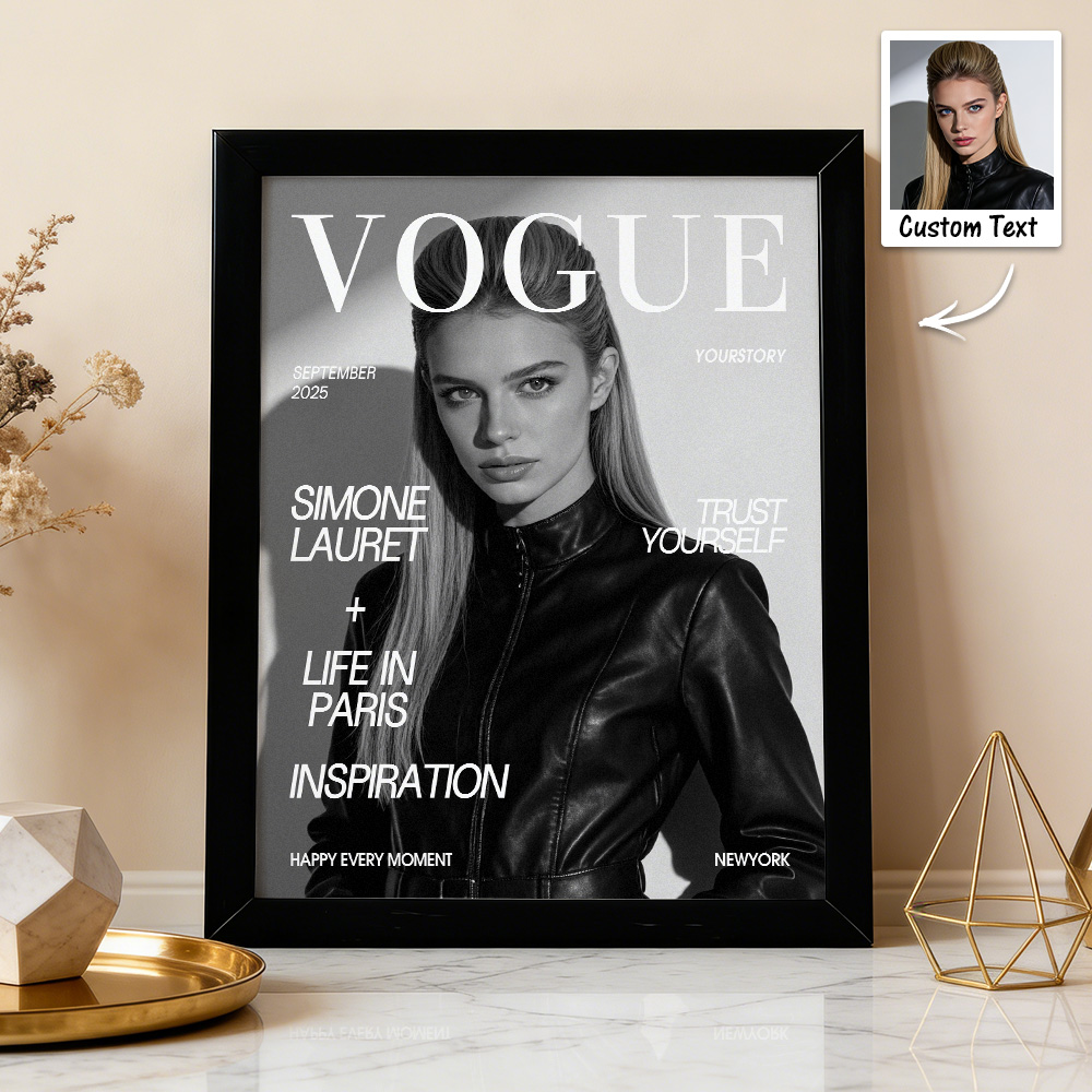 Couple Portrait Magazine Frame Custom Name & Memory Decor Valentine’s Day Gift