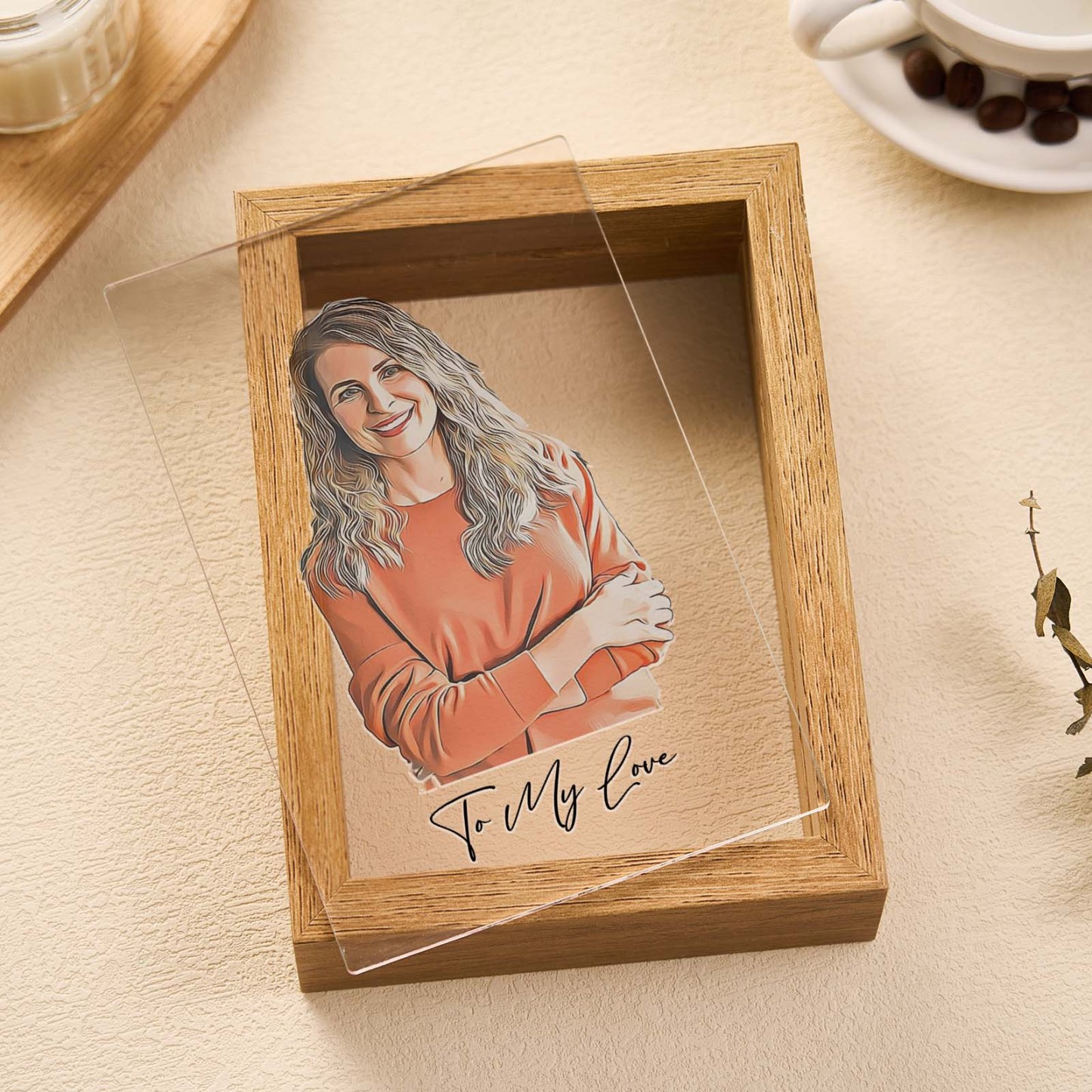 Custom Photo and Text Hand Drawn Filter Acrylic Frame - mymoonlampuk