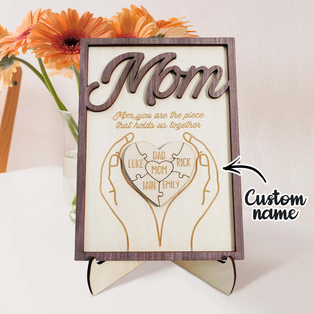 You Are the Piece That Holds Us Together Personalized Mom Puzzle Plaque Mom Puzzle Sign Mother's Day Gift - SantaSocks