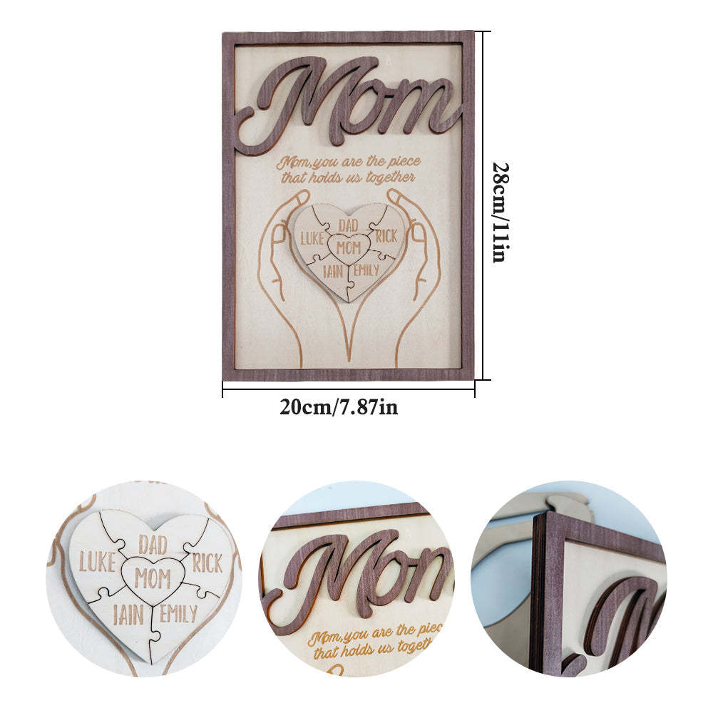 You Are the Piece That Holds Us Together Personalized Mom Puzzle Plaque Mom Puzzle Sign Mother's Day Gift - SantaSocks