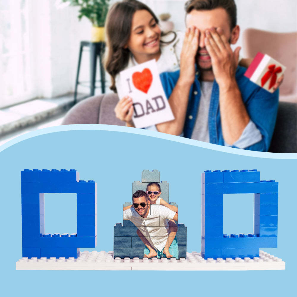 Personalized Dad Photo Building Brick Puzzles Photo Block Father's Day Gifts - mymoonlampuk