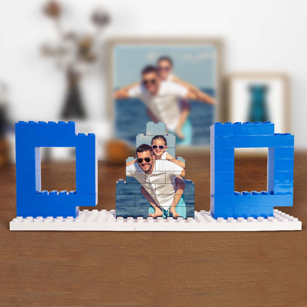 Personalized Dad Photo Building Brick Puzzles Photo Block Father's Day Gifts - mymoonlampuk