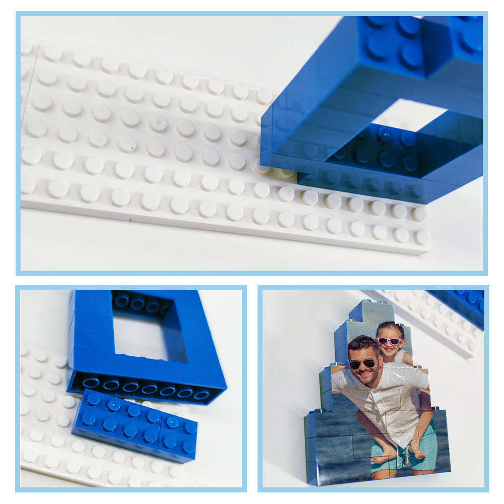 Personalized Papa Photo Building Brick Puzzles Photo Block Father's Day Gifts - mymoonlampuk