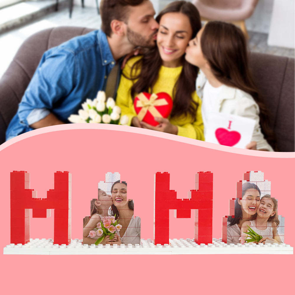 Personalized Mama Photo Building Brick Puzzles Photo Block Mother's Day Gifts - mymoonlampuk