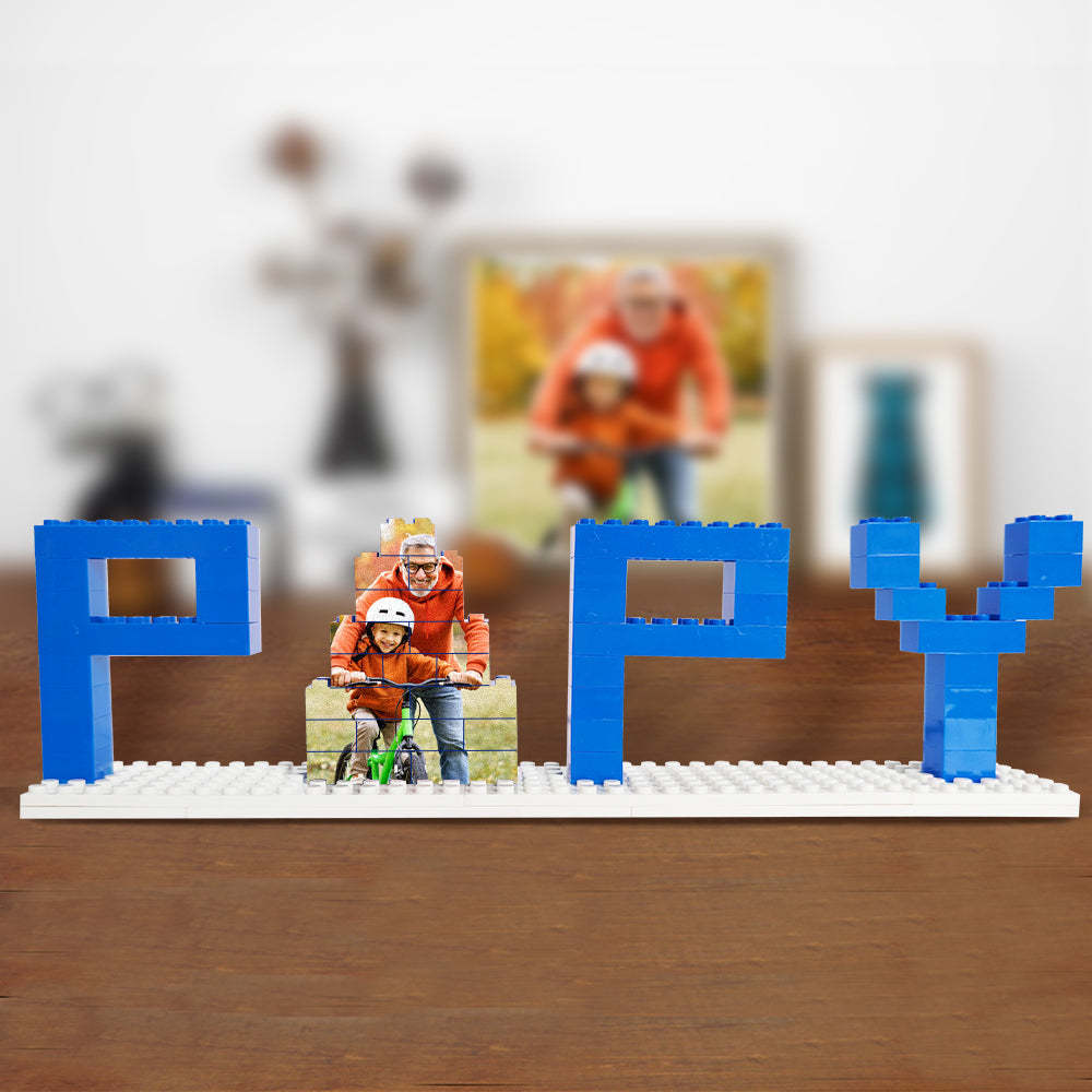 Personalized Papy Photo Building Brick Puzzles Photo Block Father's Day Gifts - mymoonlampuk