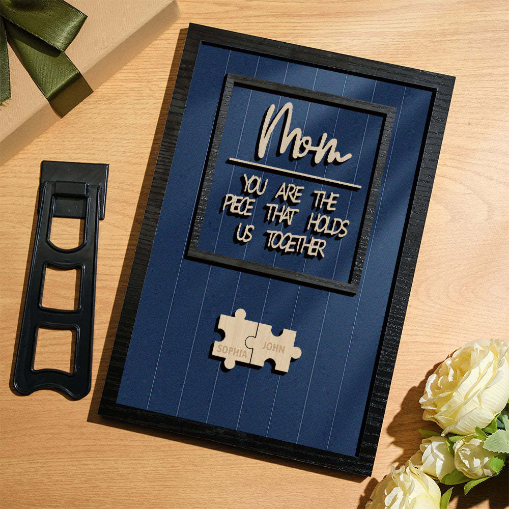 Personalized Name Mom Puzzle Wooden Frame Sign You Are The Piece That Holds Us Together - MyMoonLampUk