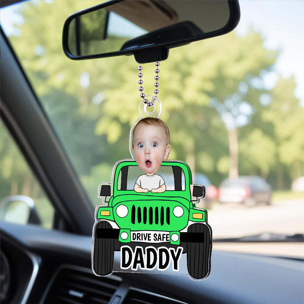 Christmas Gifts for Father Custom Car Photo Ornament For Dad, Drive Safe Daddy Car Hanger, Car Decor, Gift for Dad, Drive Safe Ornament, Daddy Gifts