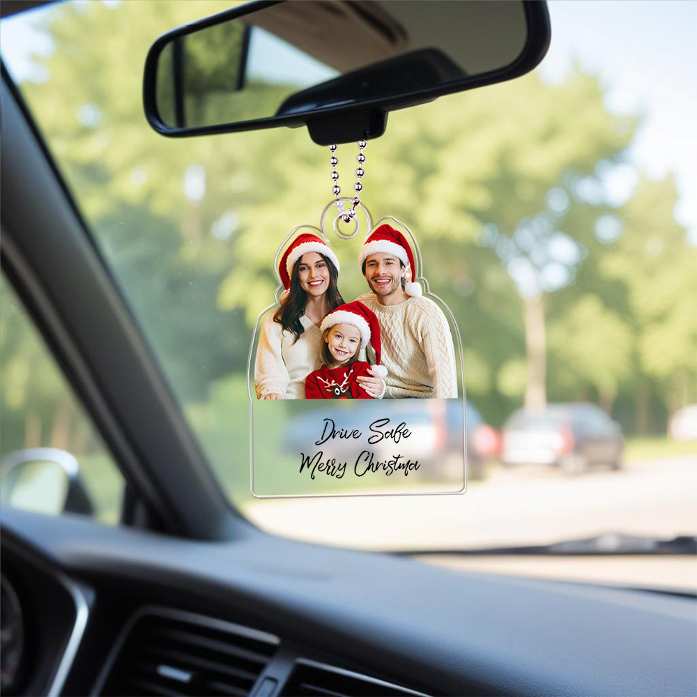 Customized Drive Safe Daddy Ornament with Family Photo, Personalized Picture Acrylic Hanger Gift for Him, Custom Gift Idea for Fathers Day