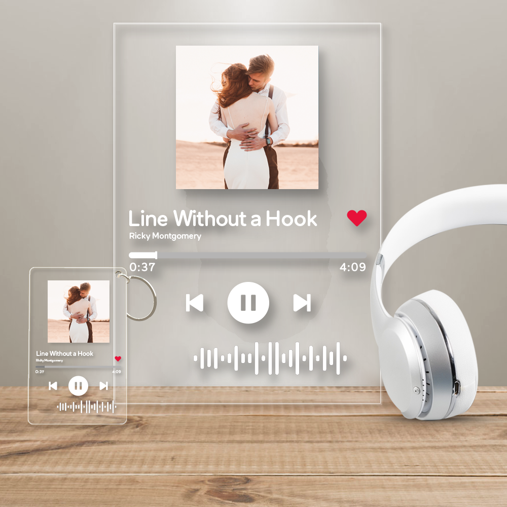 Spotify Acrylic Glass Custom Scannable Keychain Spotify Code Music Playlist Keyring Personalised Keychain (2.1IN X 3.4IN)