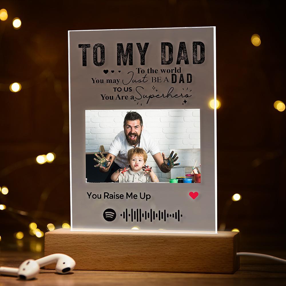 To My Dad Personalised Photo Text Lamp Acrylic Plaque Light Gifts for Dad