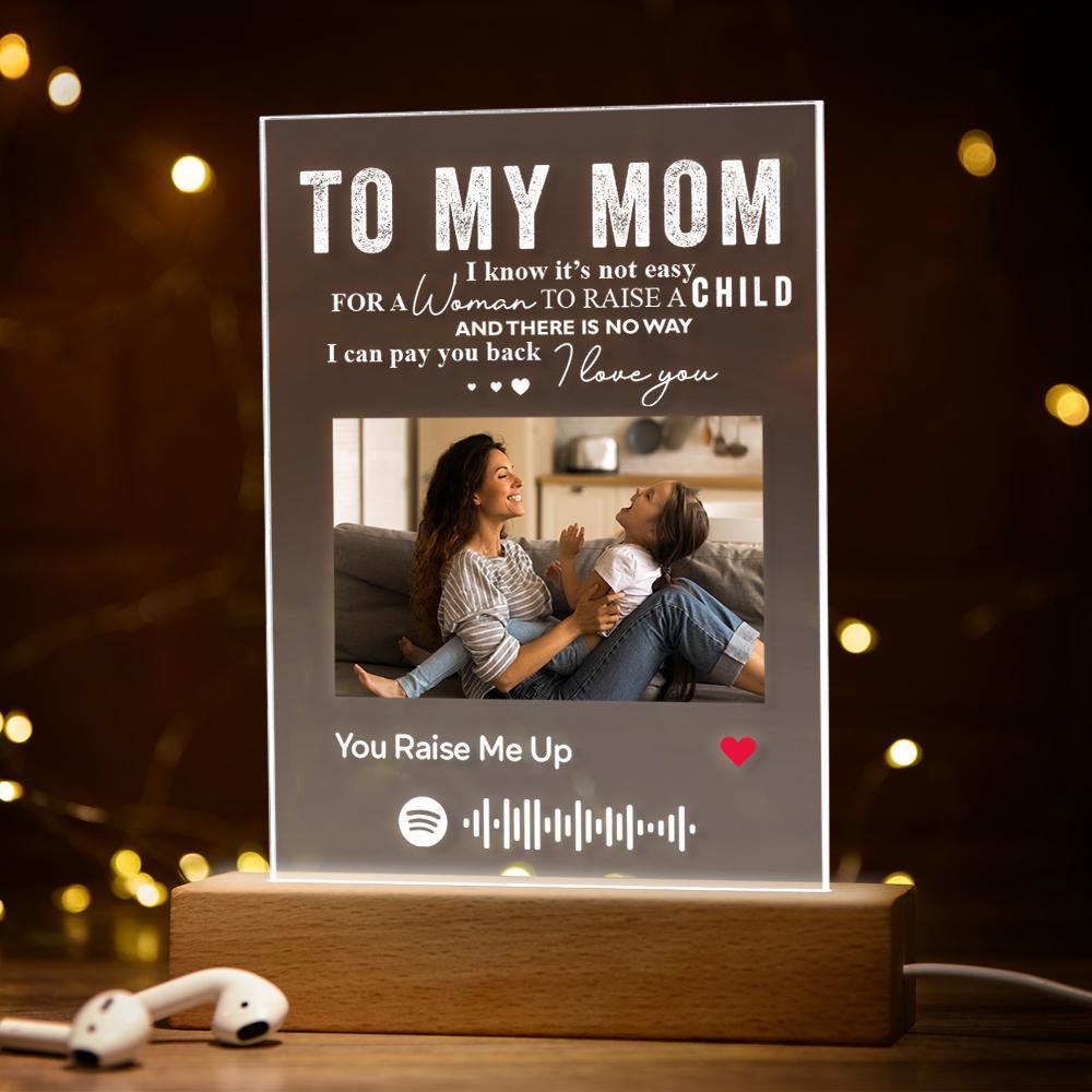 Mother's Day Gift Custom Photo Engraved Text Acrylic Plaque Best Mom Ever Personalised Night Light