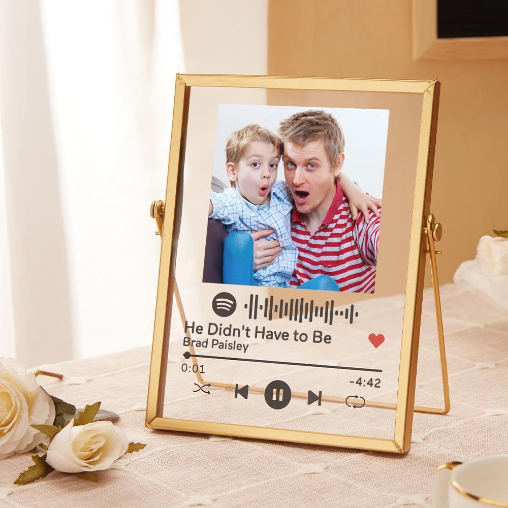 Personalized Spotify Code Music Plaque Glass Art Spotify Plaque Golden Frame