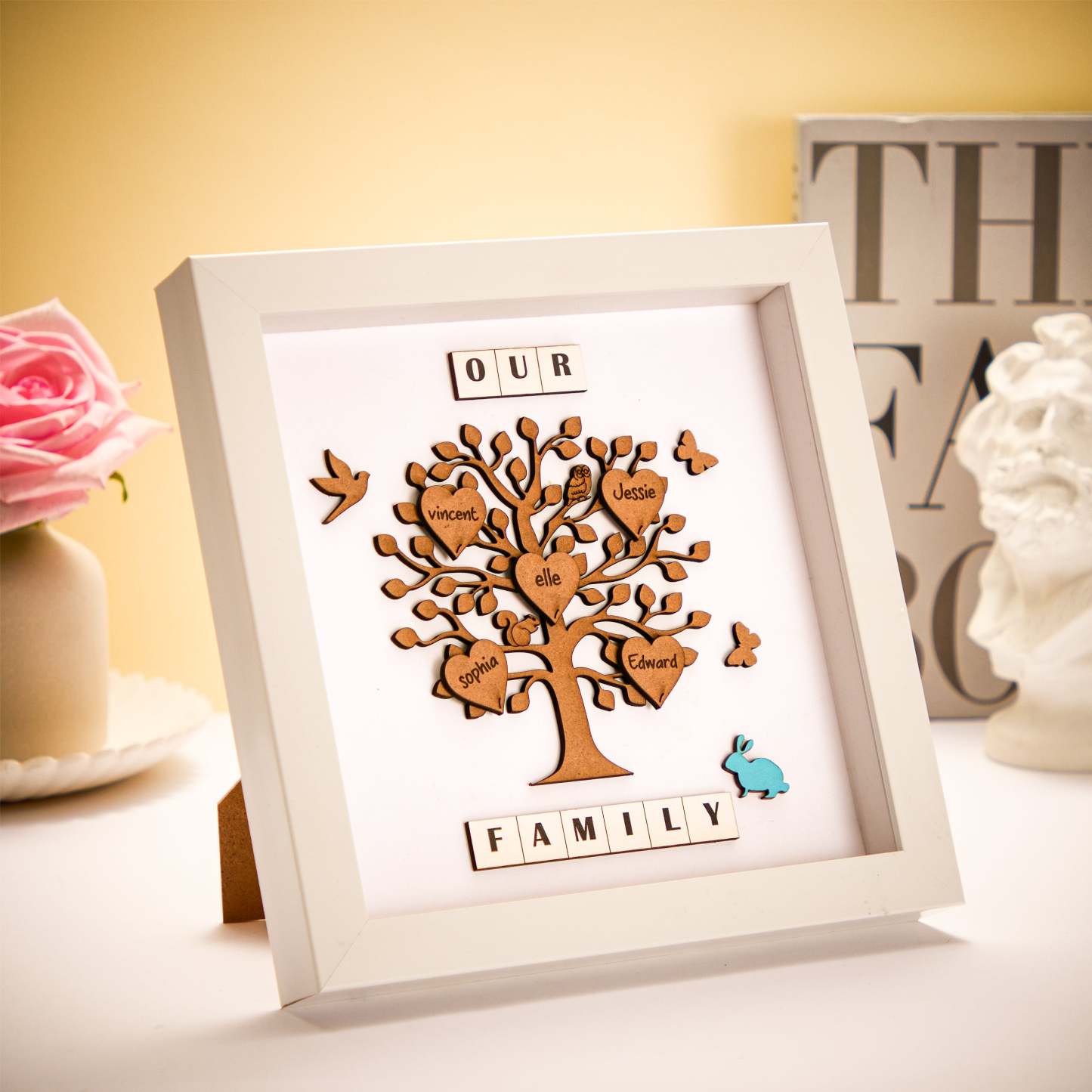 Custom Names Tree Frame Desk Decoration Personalized Family Tree Father's Day Gifts - mymoonlampuk