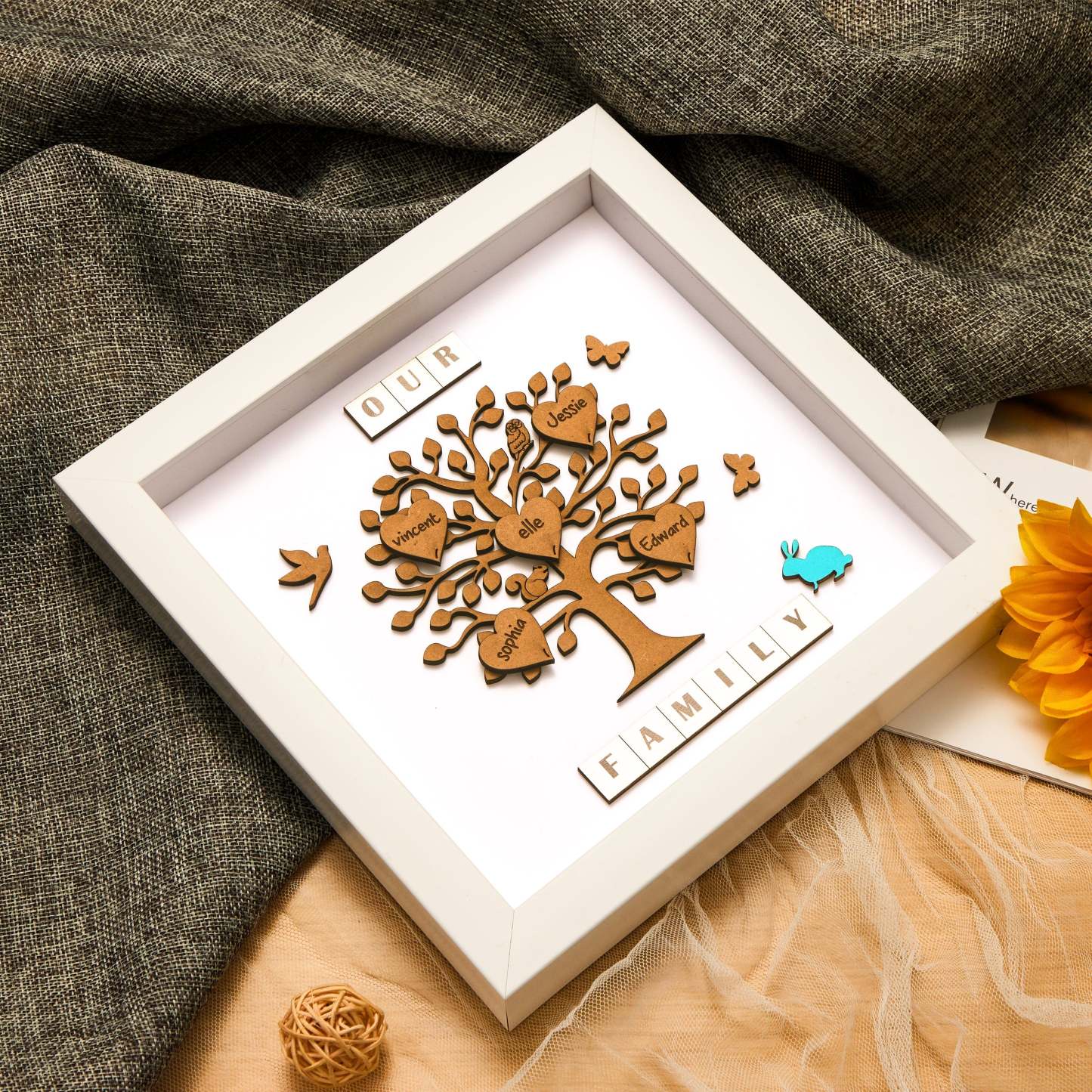 Custom Names Tree Frame Desk Decoration Personalized Family Tree Father's Day Gifts - mymoonlampuk