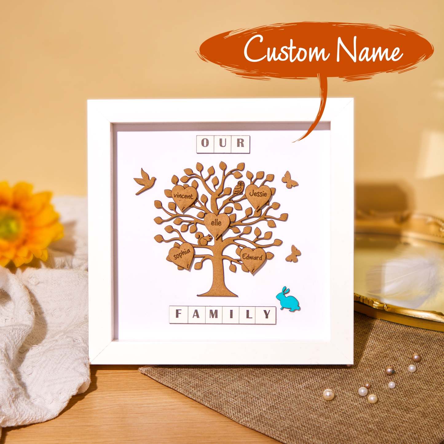 Custom Names Tree Frame Desk Decoration Personalized Family Tree Father's Day Gifts - mymoonlampuk