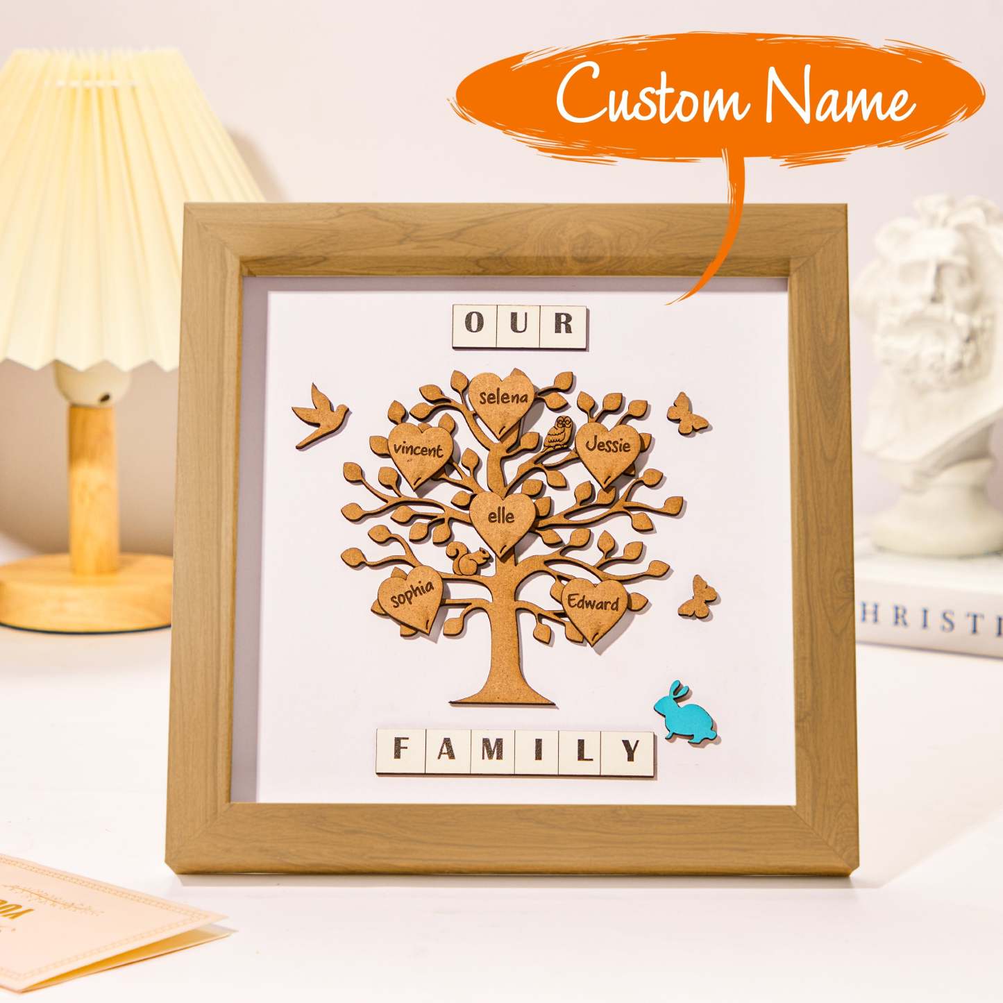 Custom Names Tree Frame Desk Decoration Personalized Family Tree Father's Day Gifts - mymoonlampuk