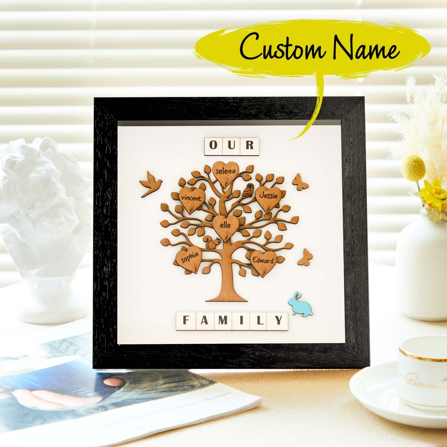 Custom Names Tree Frame Desk Decoration Personalized Family Tree Father's Day Gifts - mymoonlampuk
