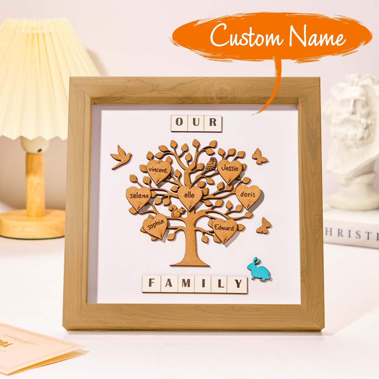 Custom Names Tree Frame Desk Decoration Personalized Family Tree Father's Day Gifts - mymoonlampuk