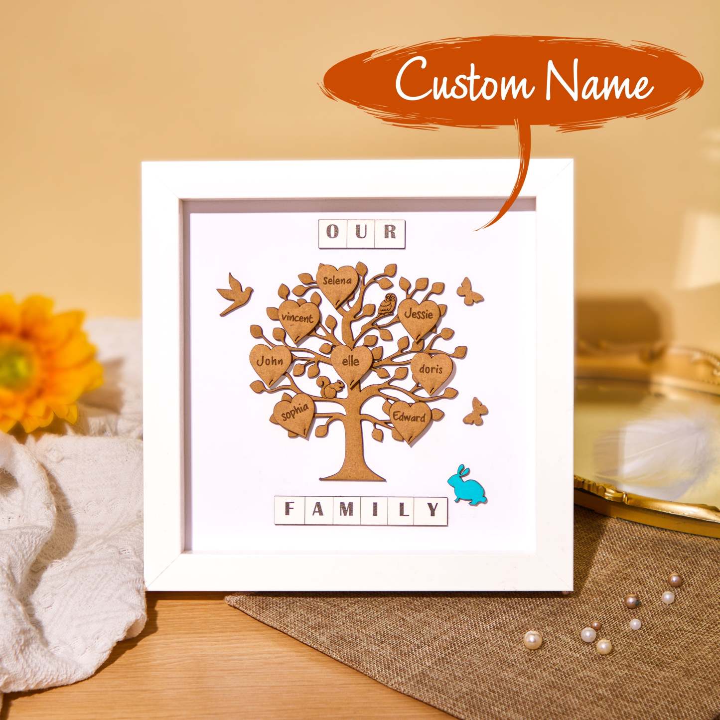 Custom Names Tree Frame Desk Decoration Personalized Family Tree Father's Day Gifts - mymoonlampuk