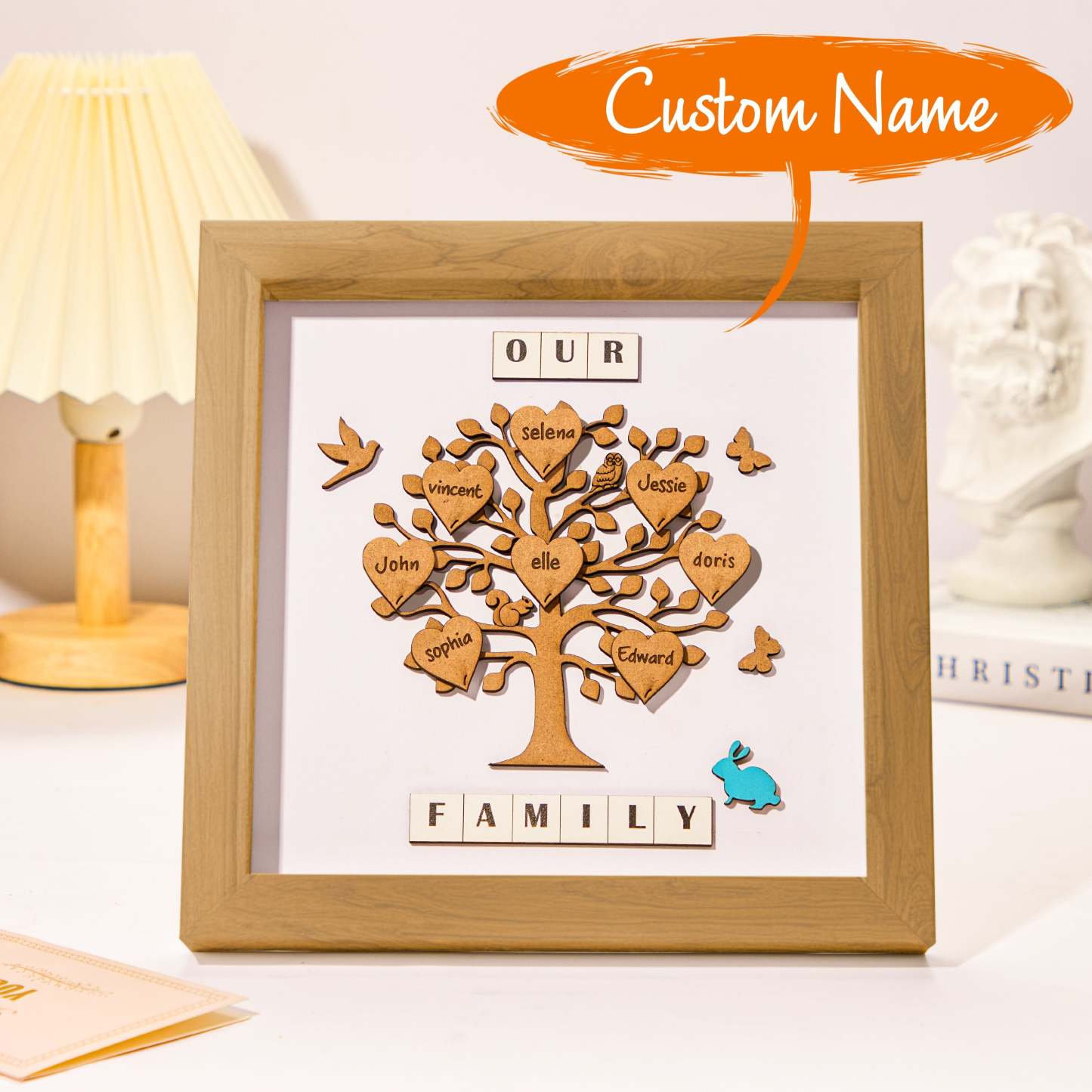 Custom Names Tree Frame Desk Decoration Personalized Family Tree Father's Day Gifts - mymoonlampuk