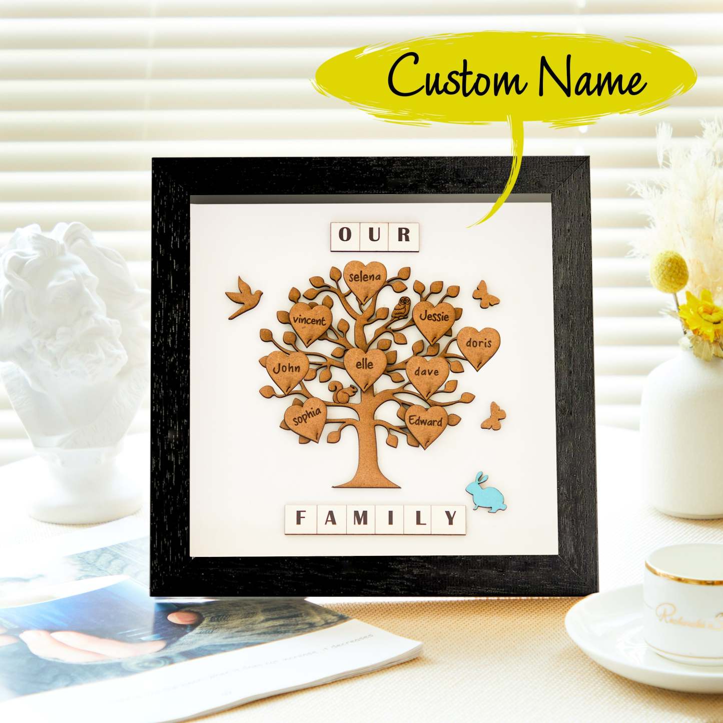 Custom Names Tree Frame Desk Decoration Personalized Family Tree Father's Day Gifts - mymoonlampuk