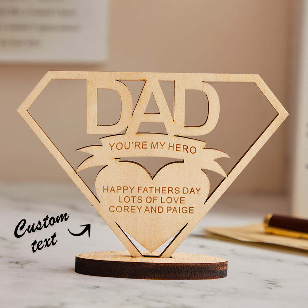 Custom Engraved DAD Wooden Plaque Stand Personalized Keepsake Father's Day Gifts - mymoonlampuk