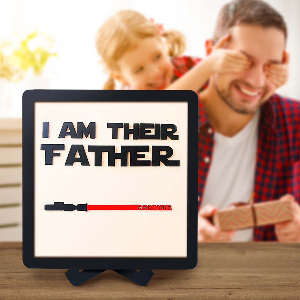 Personalized Light Saber I Am Their Father Wooden Sign Father's Day Gifts - mymoonlampuk