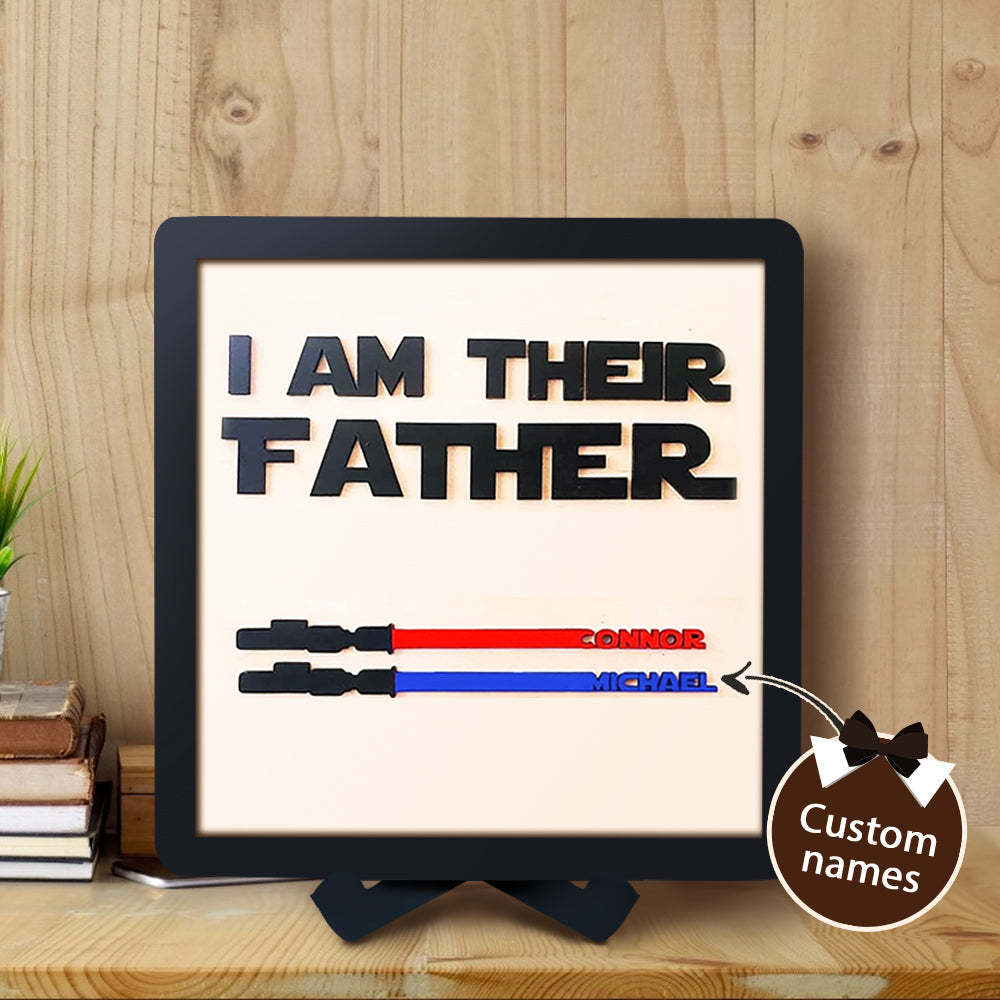 Personalized Light Saber I Am Their Father Wooden Sign Father's Day Gifts - mymoonlampuk