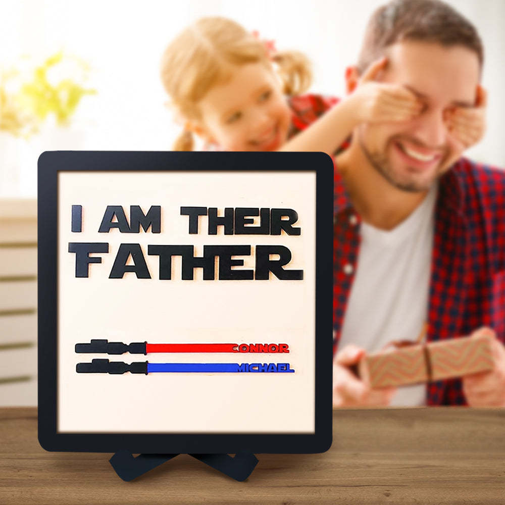 Personalized Light Saber I Am Their Father Wooden Sign Father's Day Gifts - mymoonlampuk