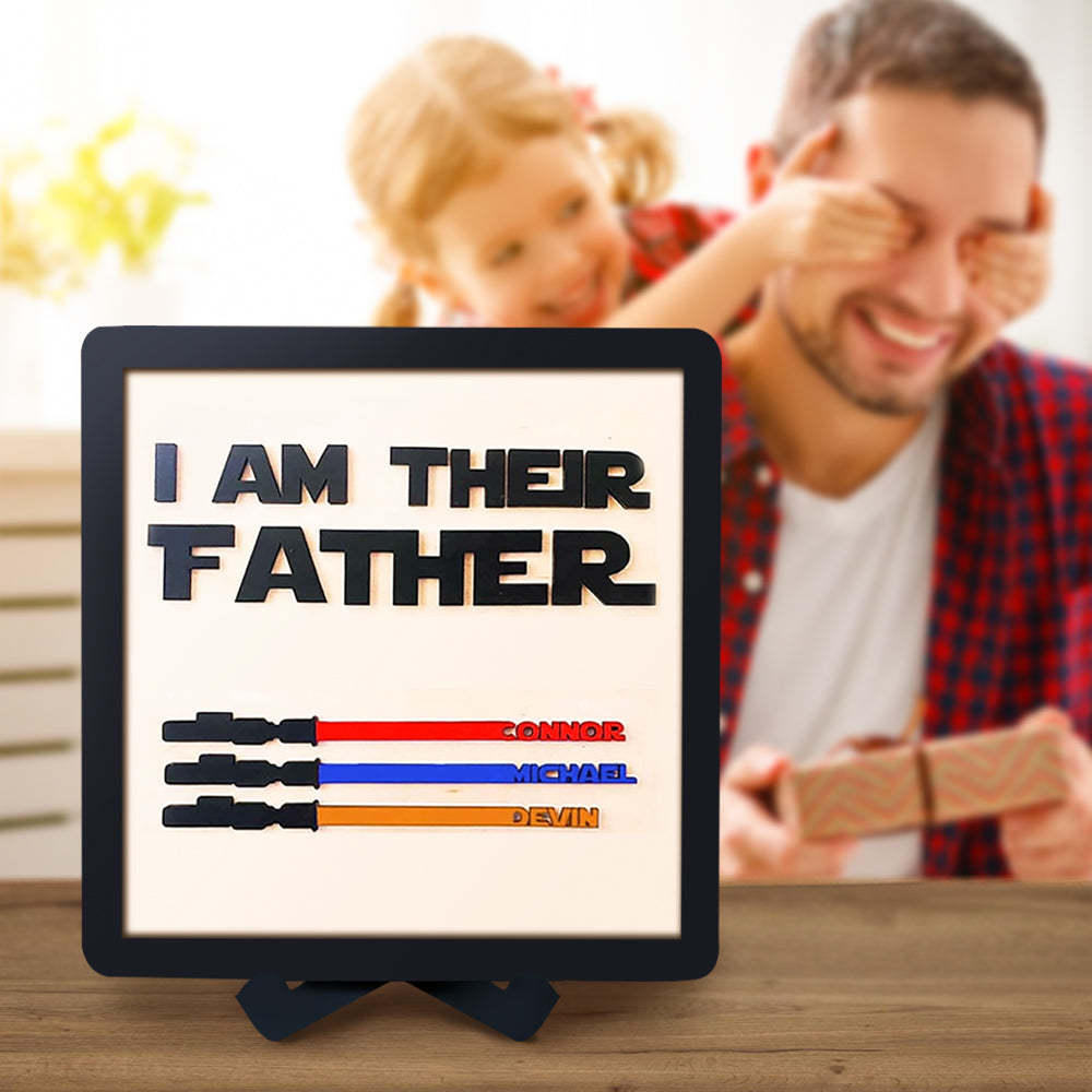 Personalized Light Saber I Am Their Father Wooden Sign Father's Day Gifts - mymoonlampuk