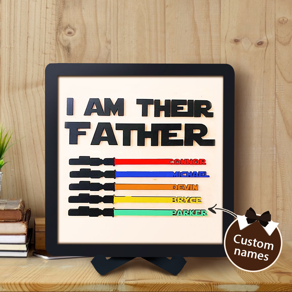 Father's Day Gifts Personalized Light Saber I Am Their Father Wooden Sign