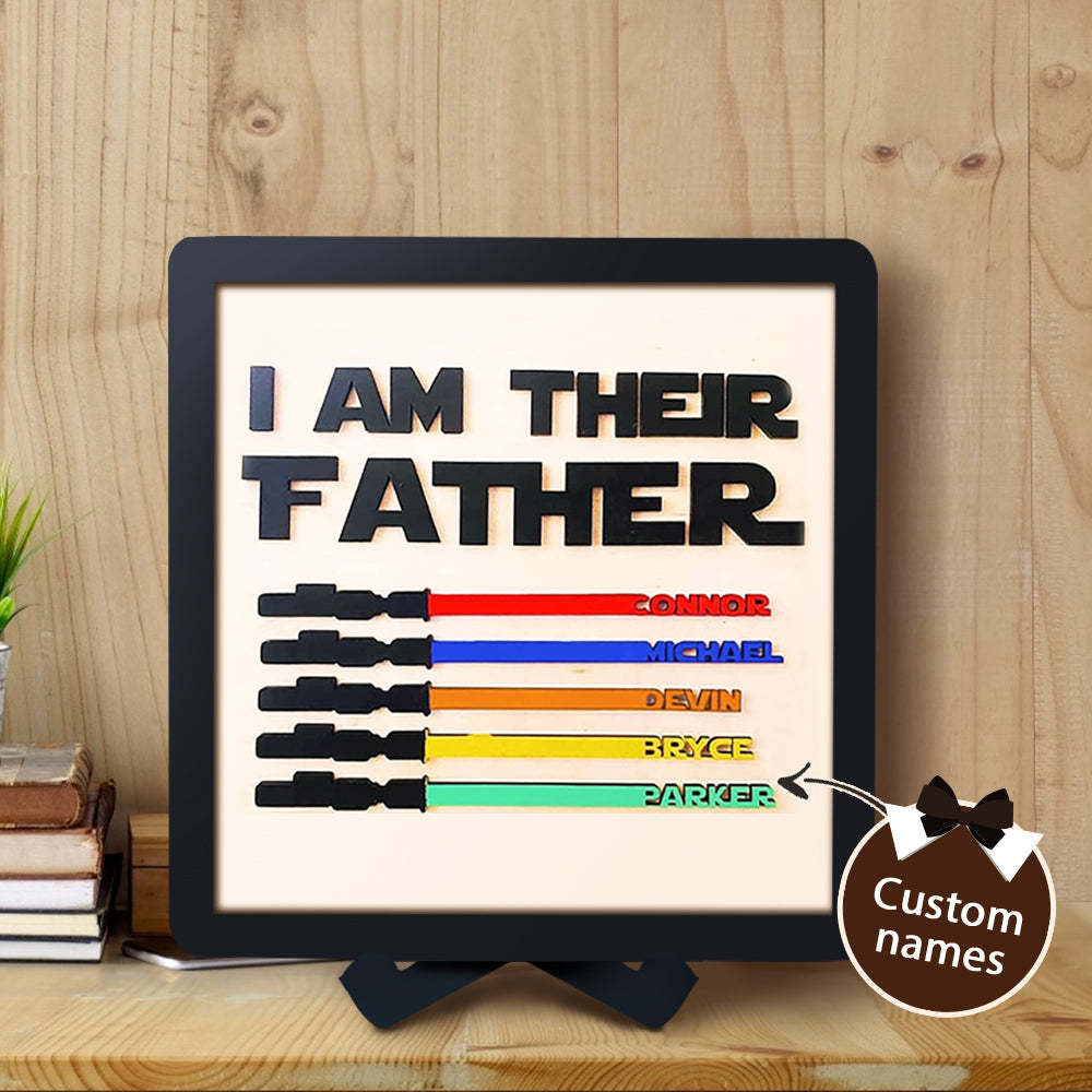 Personalized Light Saber I Am Their Father Wooden Sign Father's Day Gifts - mymoonlampuk