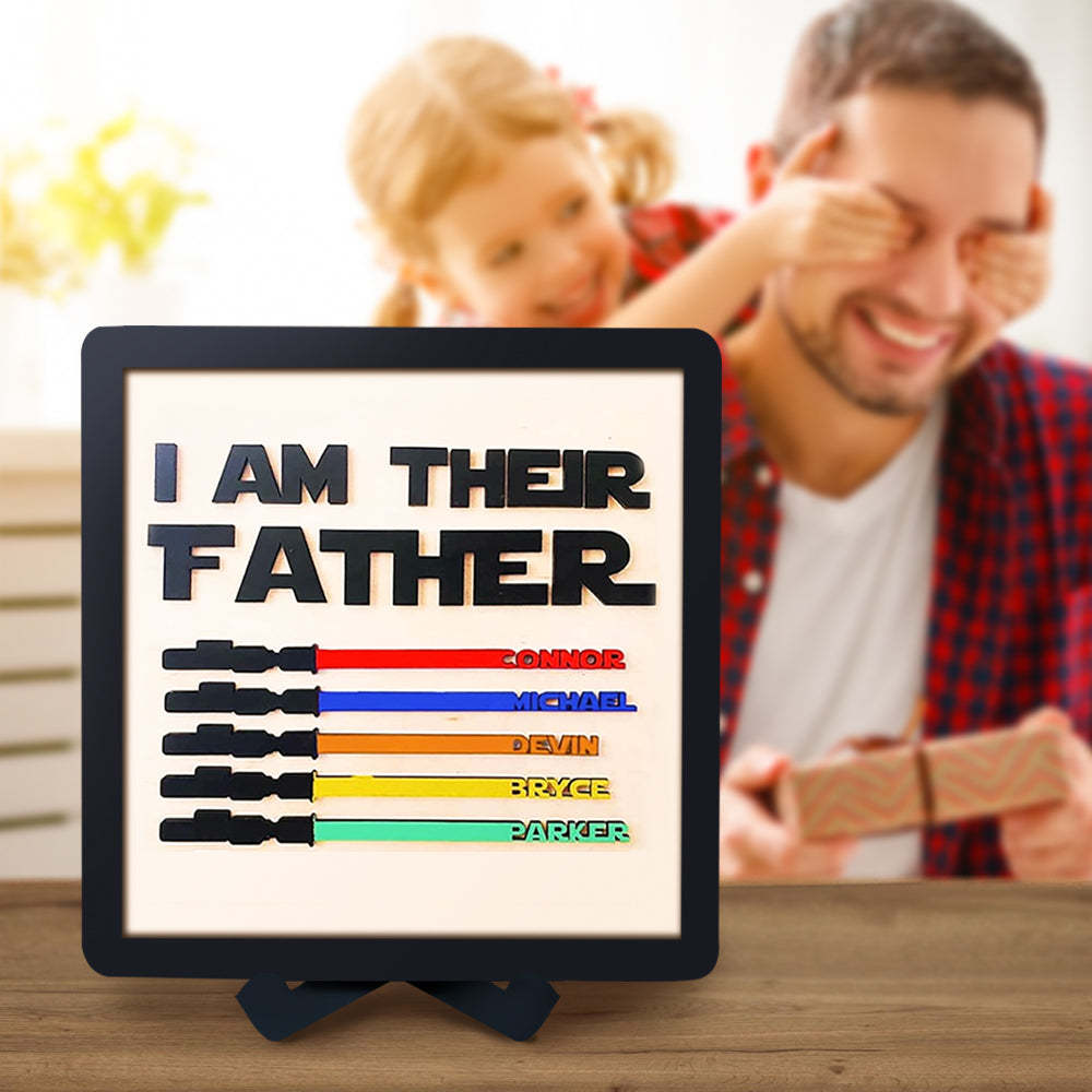 Personalized Light Saber I Am Their Father Wooden Sign Father's Day Gifts - mymoonlampuk