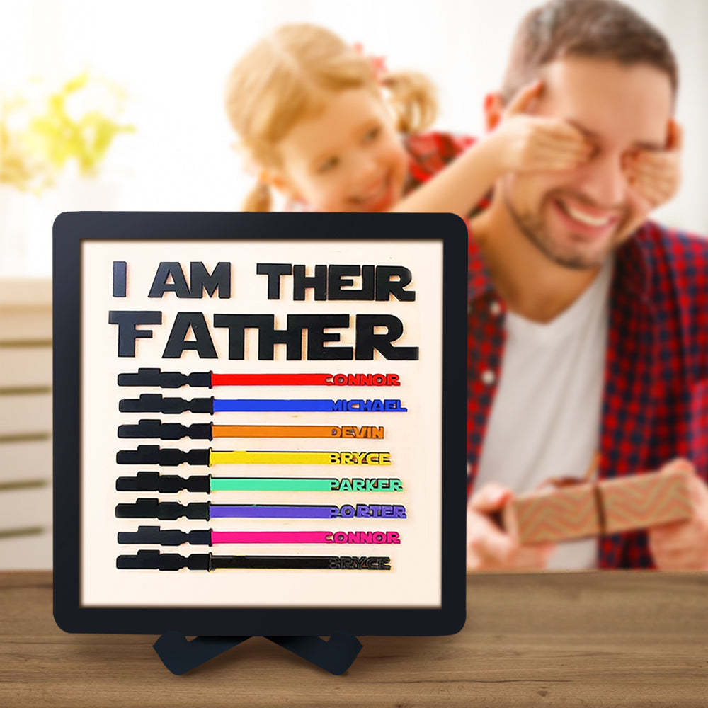 Personalized Light Saber I Am Their Father Wooden Sign Father's Day Gifts - mymoonlampuk