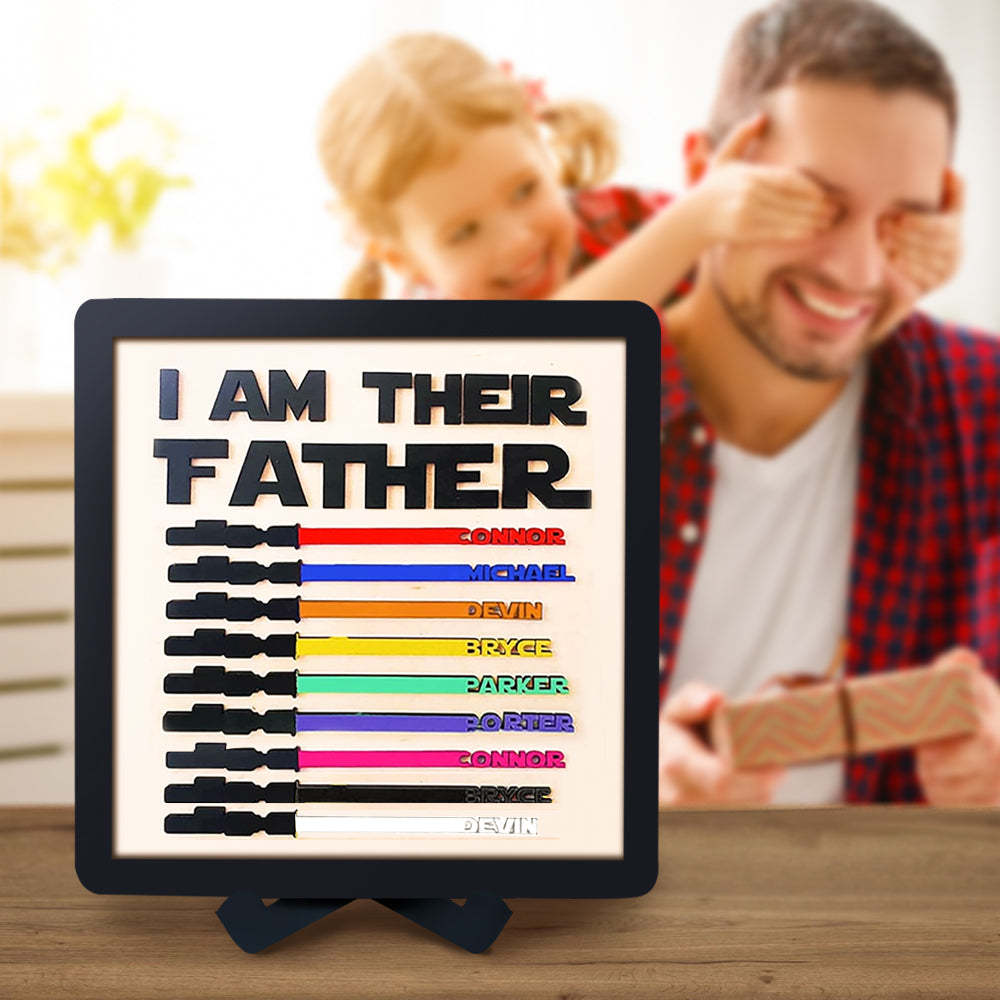 Personalized Light Saber I Am Their Father Wooden Sign Father's Day Gifts - mymoonlampuk