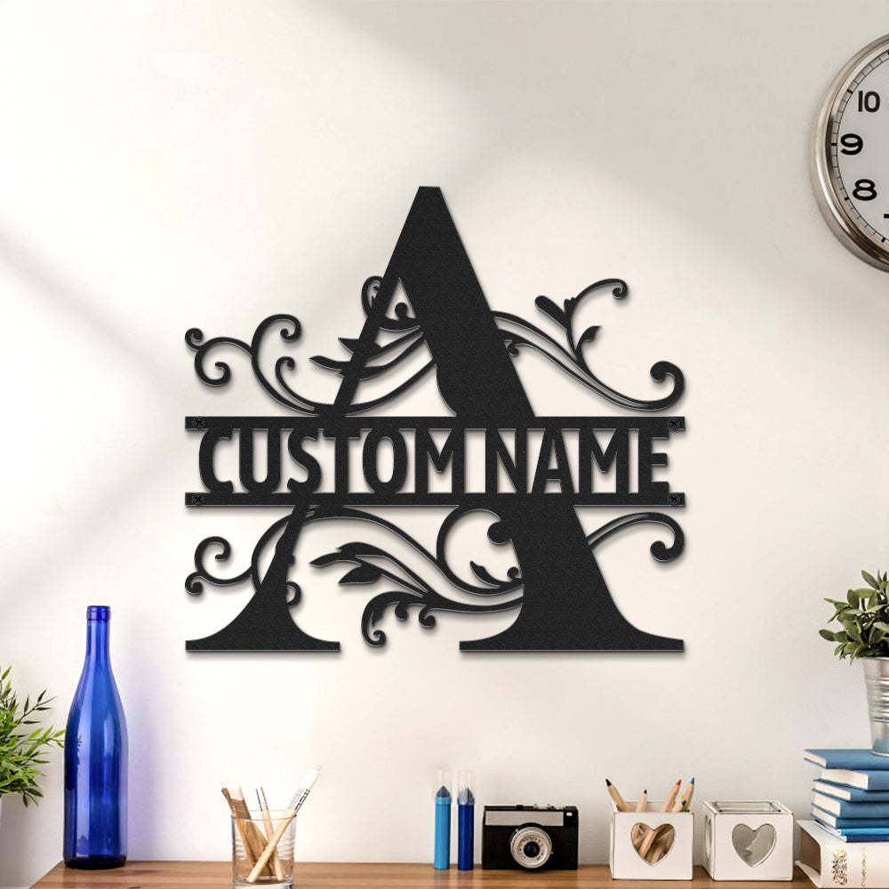 Custom Monogram Name Signs Metal Wall Art LED Lights Home Decor Gift - photomoonlamp