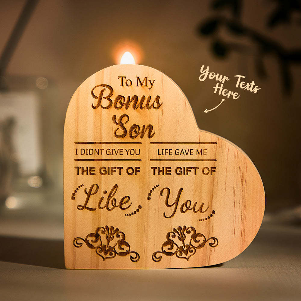 Custom Engraved Candlestick Heart-shaped Wooden Home Gifts - mymoonlampuk