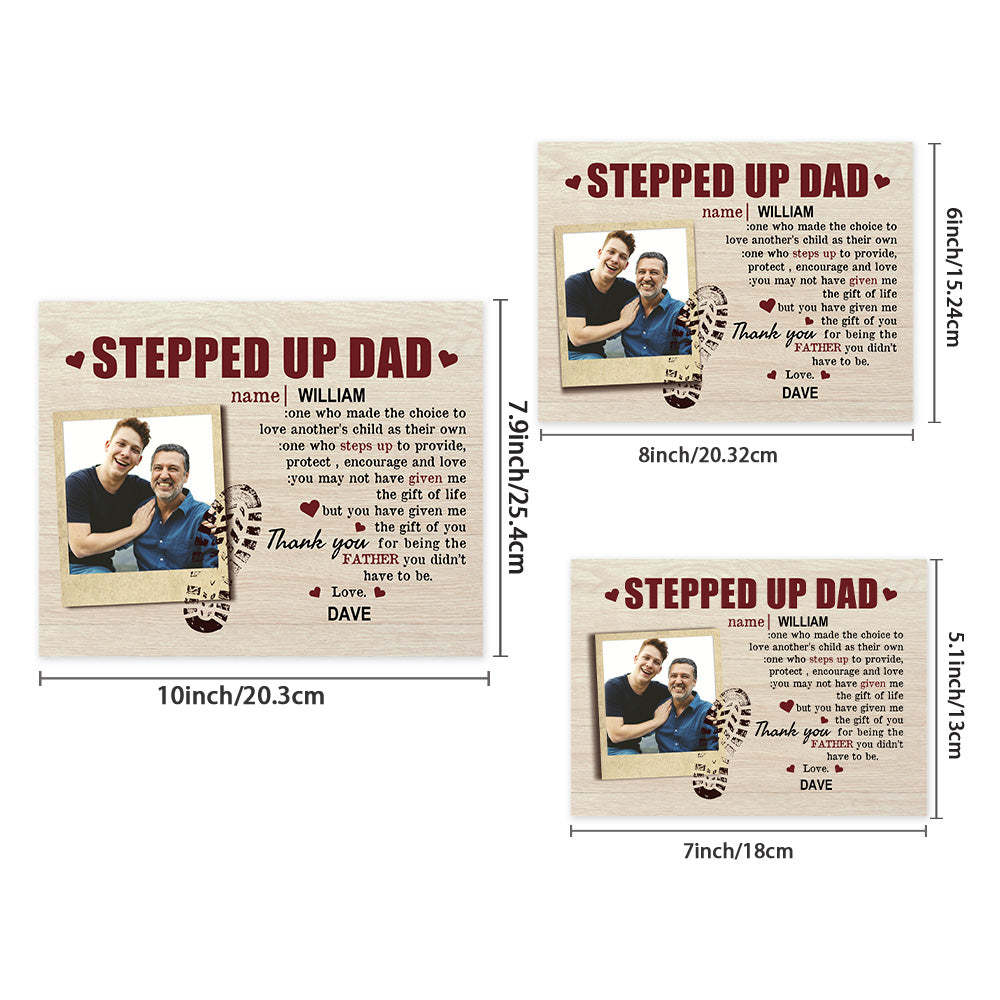 Personalized Desktop Picture Frame Custom Stepped Up Dad Sign Father's Day Gift - mymoonlampuk