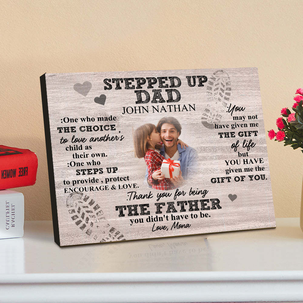 Personalized Dad Picture Frame Custom Stepped Up Dad Sign Father's Day Gift - mymoonlampuk
