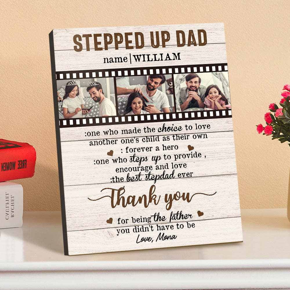 Personalized Desktop Picture Frame Custom Stepped Up Dad Film Sign Father's Day Gift - mymoonlampuk