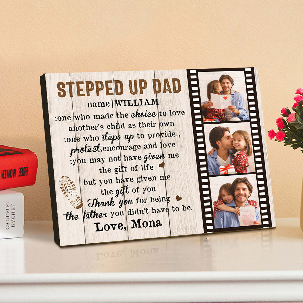 Personalized Dad Picture Frame Custom Stepped Up Dad Film Sign Father's Day Gift - mymoonlampuk