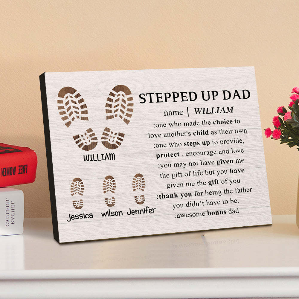 Personalized Footprint Picture Frame Custom Stepped Up Dad Sign Father's Day Gift - mymoonlampuk