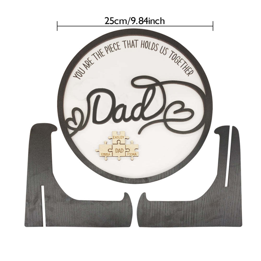 Personalized Dad Round Puzzle Plaque You Are the Piece That Holds Us Together Father's Day Gift - photomoonlamp