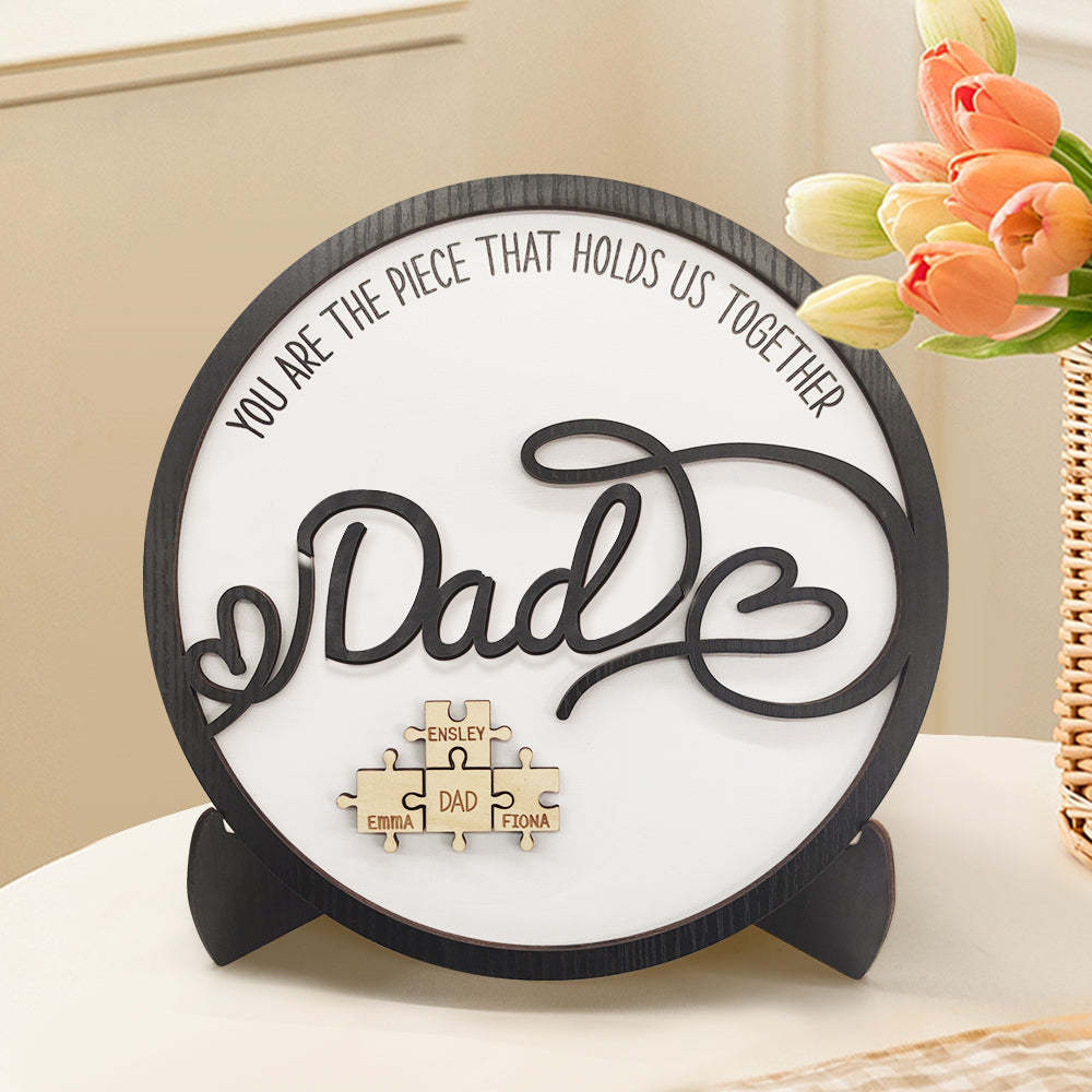 Personalized Dad Round Puzzle Plaque You Are the Piece That Holds Us Together Father's Day Gift - photomoonlamp