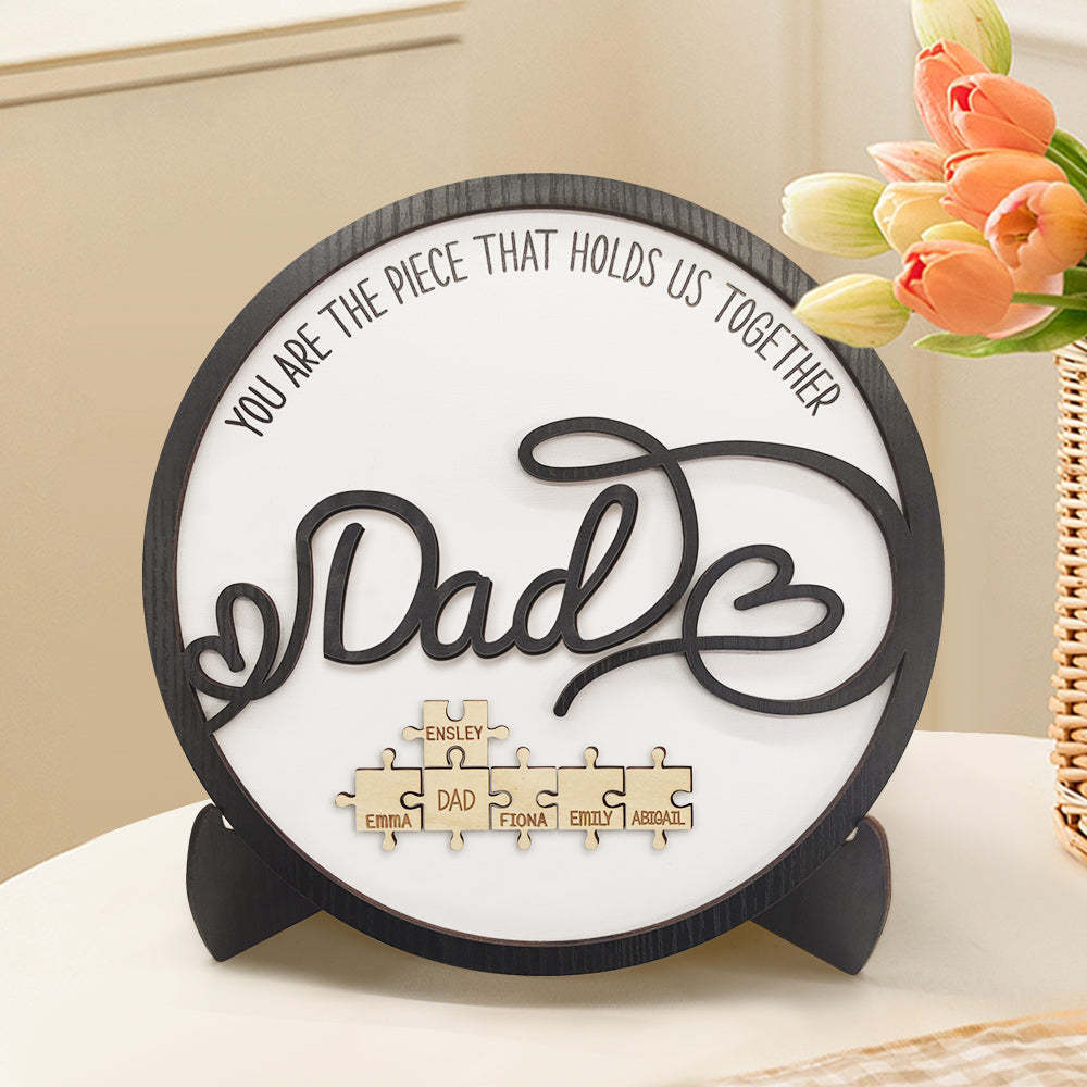 Personalized Dad Round Puzzle Plaque You Are the Piece That Holds Us Together Father's Day Gift - photomoonlamp